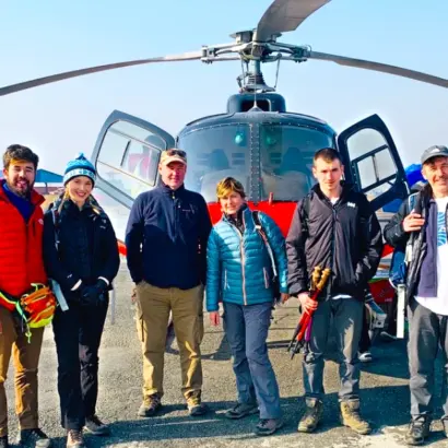 Explore Vision Nepal trekking group with helicopter after the Everest Base Camp Heli Trek
