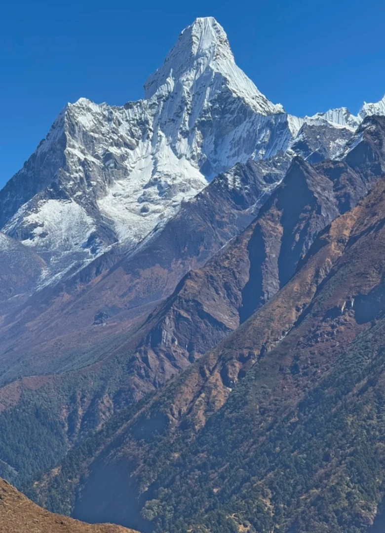 Spectacular Mount Ama Dablam viewed from the Everest View Trek trail in the Khumbu region