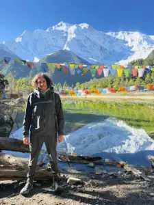 Green Lake in Manang Nepal with Annapurna Himalayas in the background