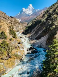 Ama Dablam and Imja River Valley along the Everest Base Camp Trek route in Nepal