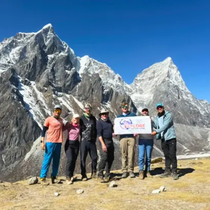 Explore Vision Nepal group on the Everest Base Camp Trek with Helicopter Return route