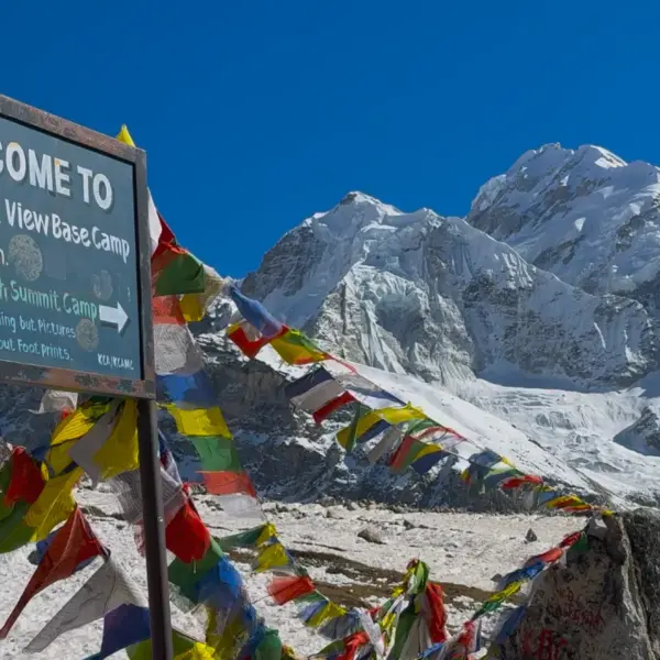 Pangpema Base Camp with Mount Kanchenjunga during the Kanchenjunga North Base Camp Trek in Nepal